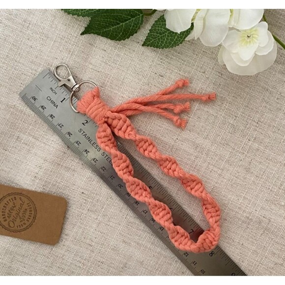 Boho Macrame Keychain Wristlet Wrist Keys 1PC Handmade Bracelet Summer Spring - Picture 4 of 5